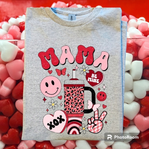 Gildan Tops - Mama shirt valentine's retro heart cute mom popular